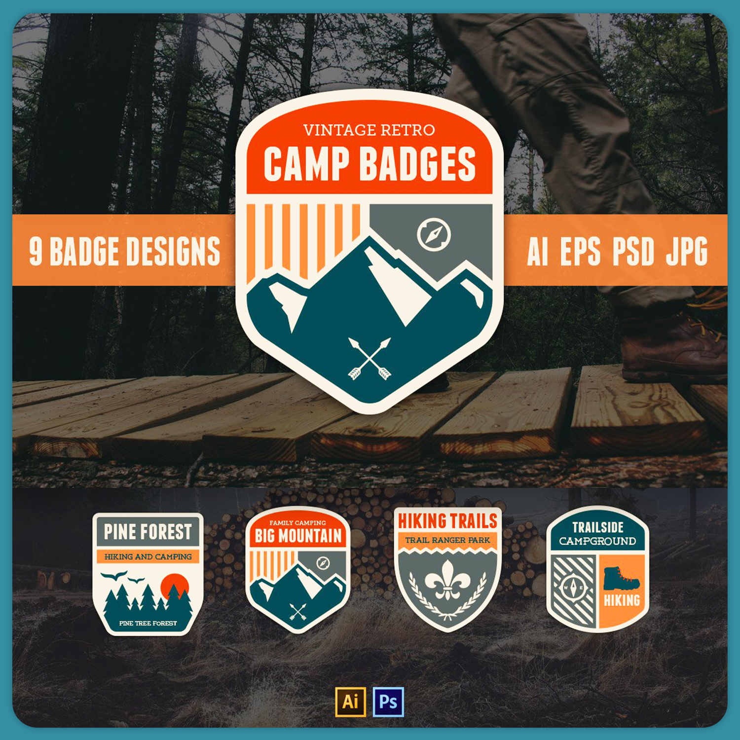 Retro Camp Badges preview image.