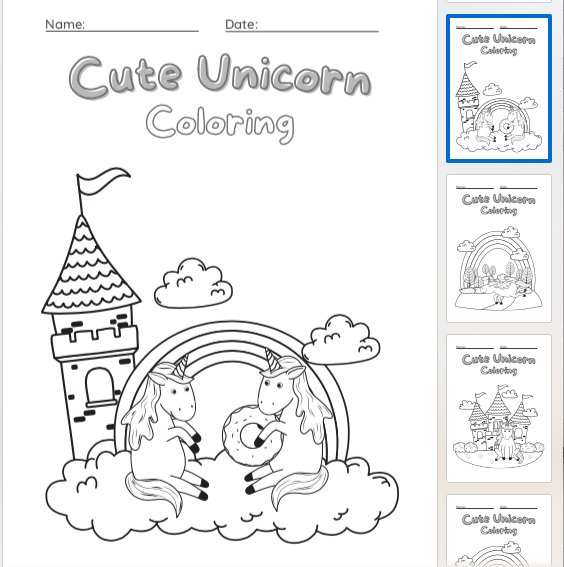 Pages PDF Unicorn Coloring Pages cover.