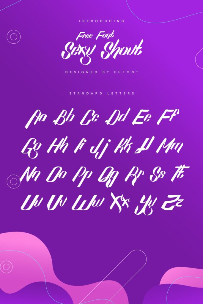 Sexy Shout Free Font MasterBundles Pinterest Collage Image with Alphabet.
