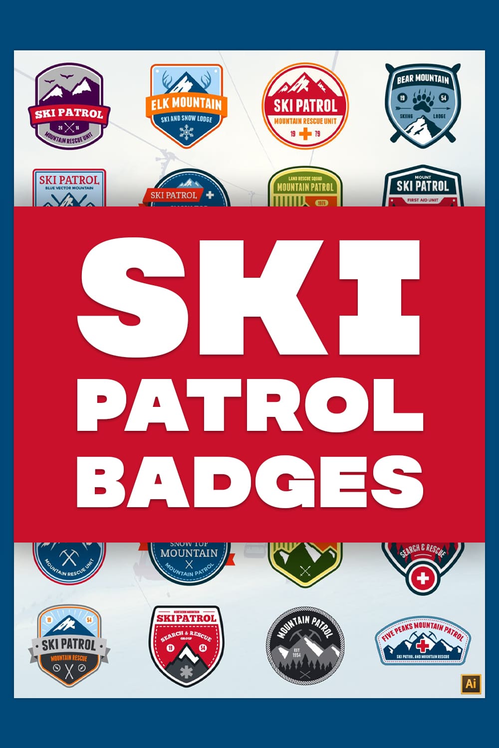 Ski Patrol Badges Pinterest image.