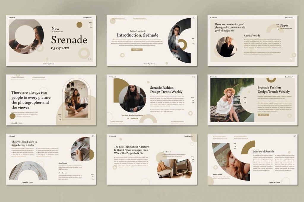 Sample content for slides in a Srenade - Photography Powerpoint presentation.