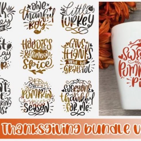 Thanksgiving Quotes SVG Bundle cover image.