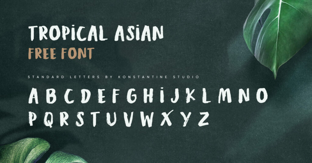 Tropical Asian Free Font Green Facebook Collage Image by MasterBundles.