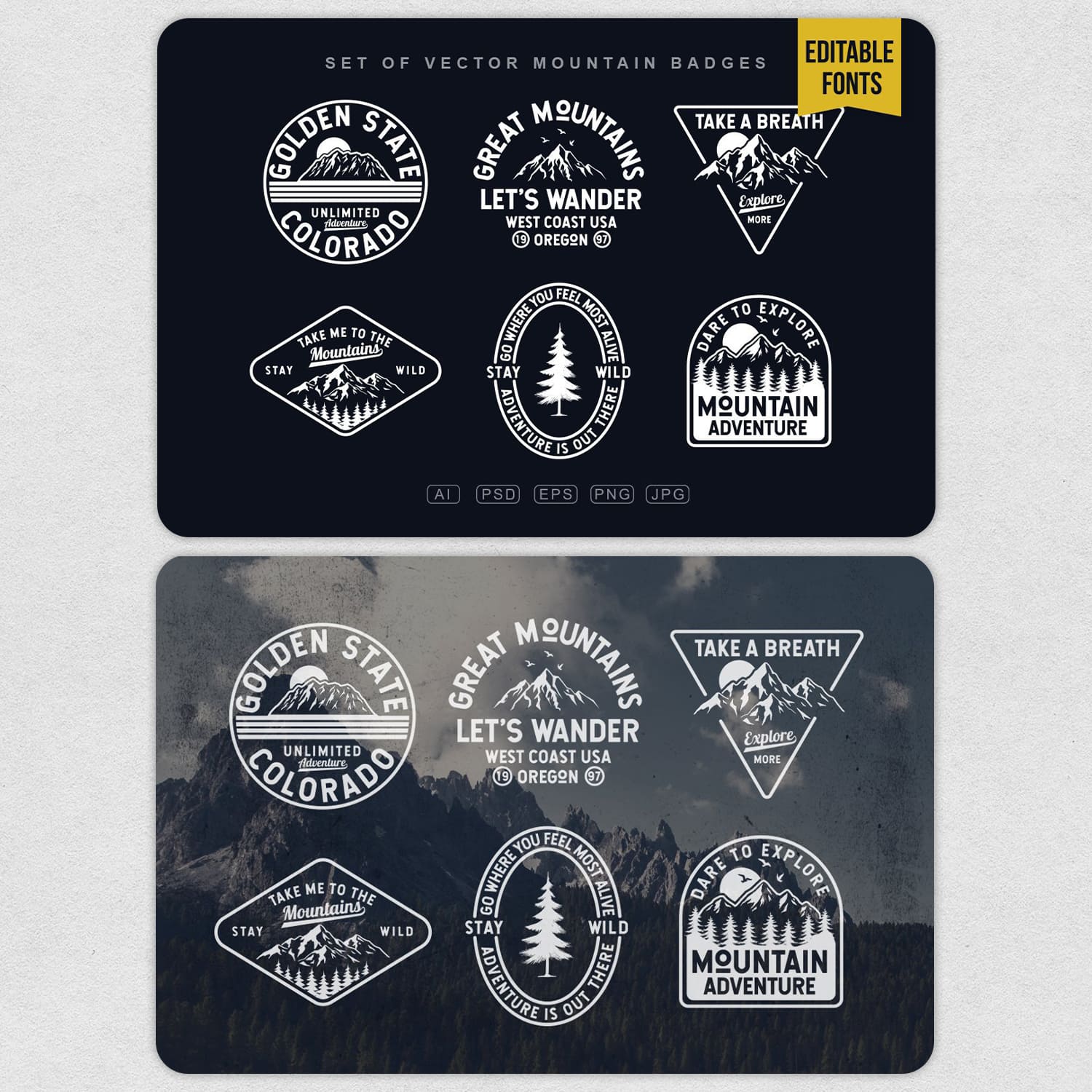 Vector Mountain Badges preview image.