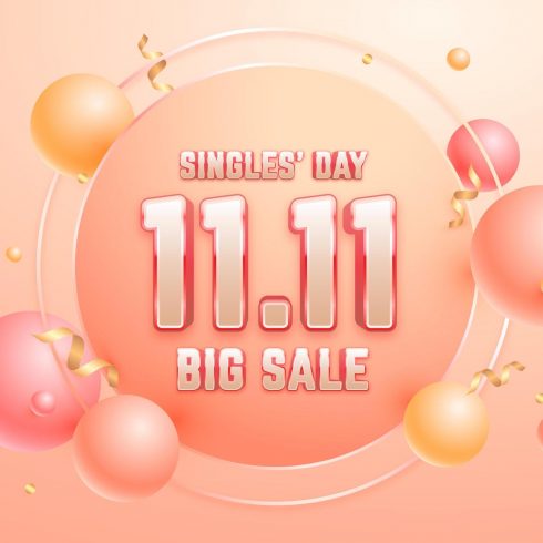 Realistic Singles' Day with Balloons Free Vector.