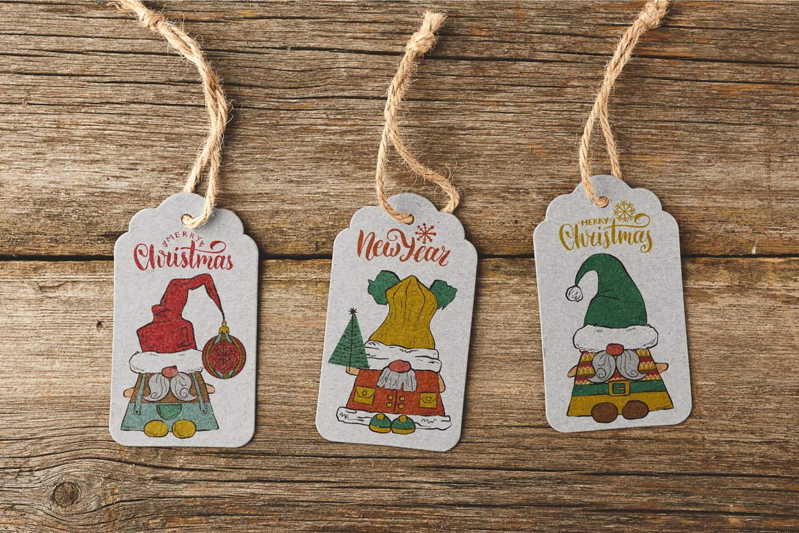 cute christmas gnomes gift card.