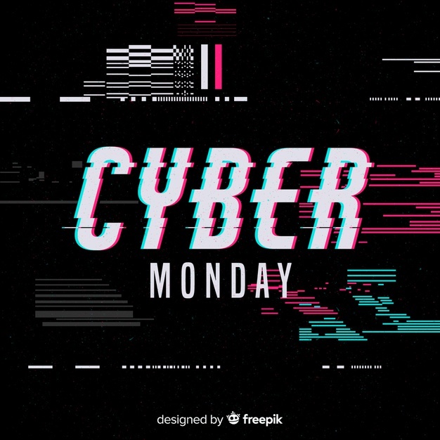 Cyber monday concept with glitch effect Free Vector cover image.