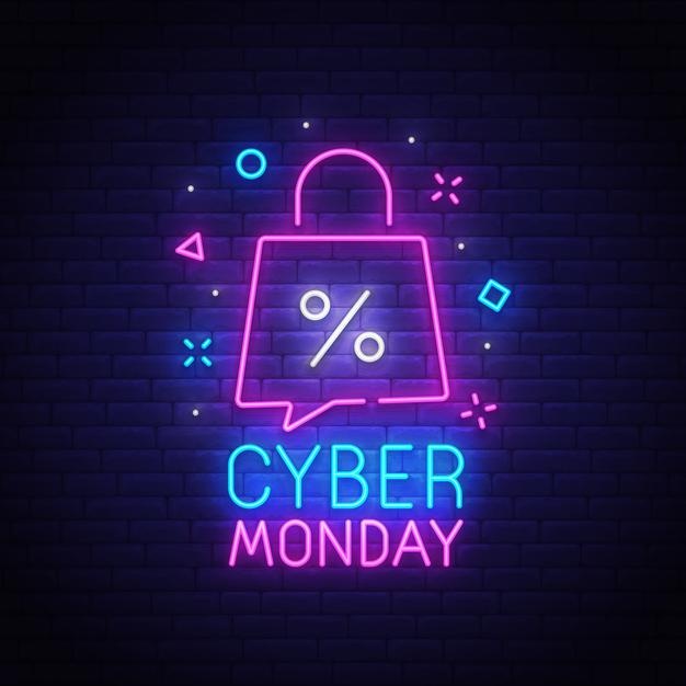 Cyber Monday Neon Sign Free Vector preview image.
