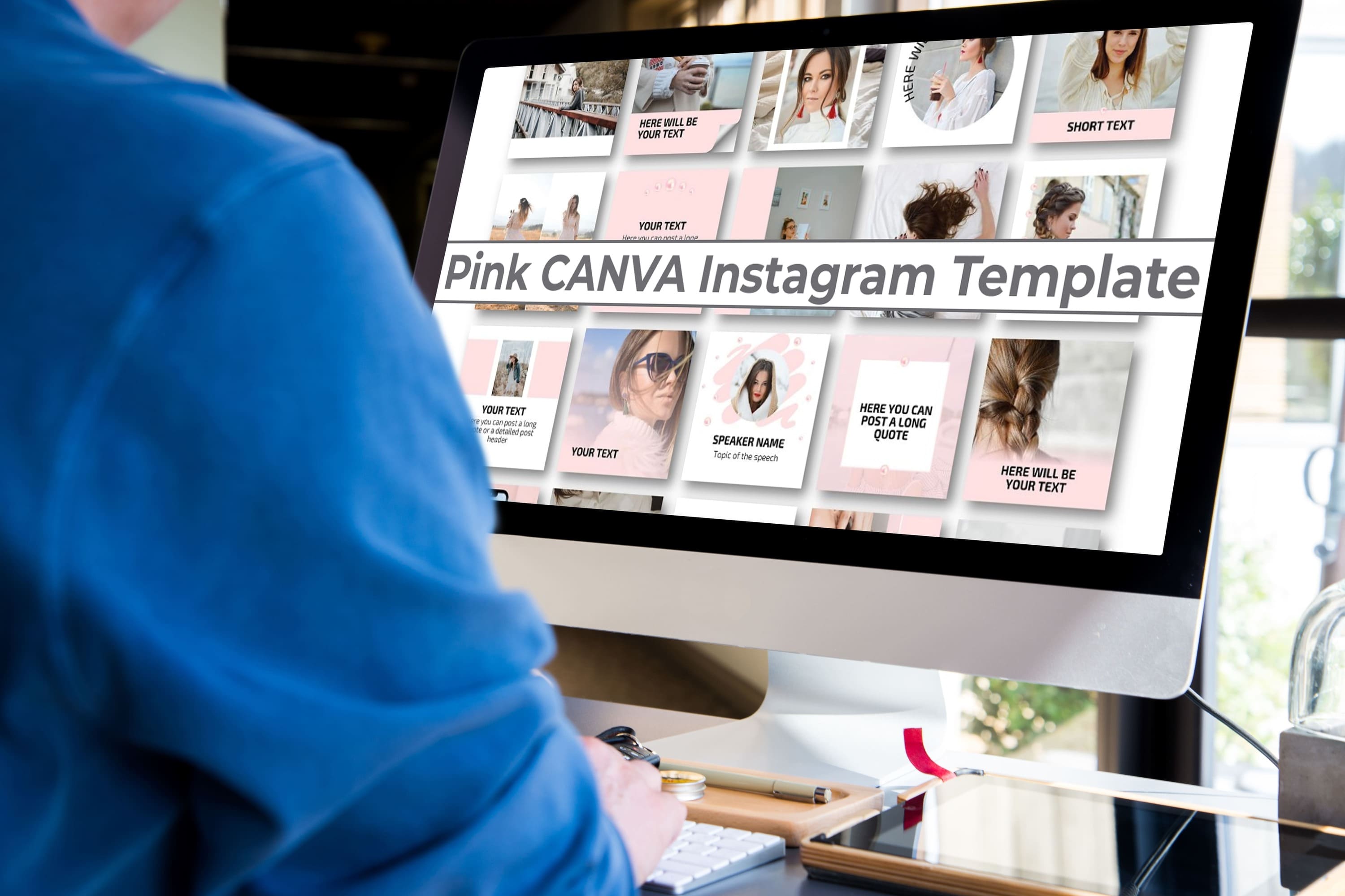 Pink CANVA Instagram Template In IMac.