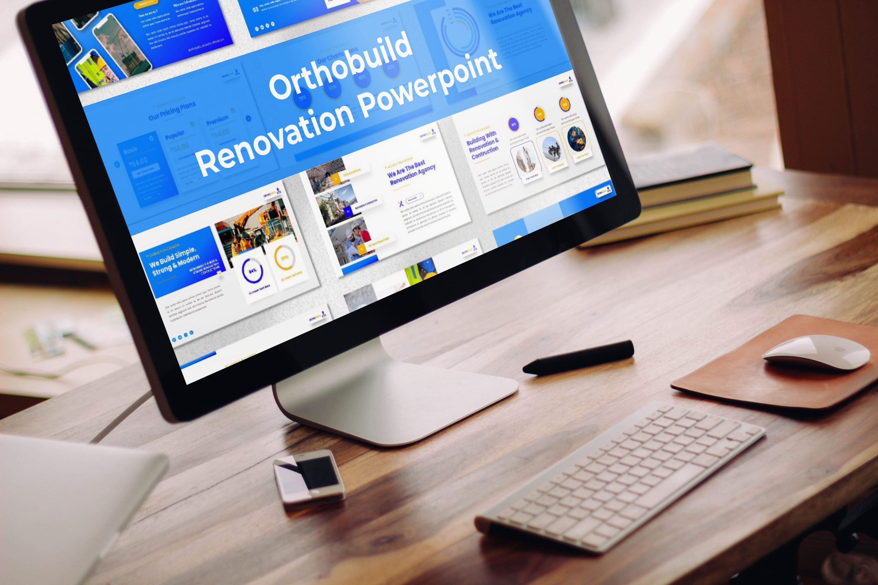 Orthobuild - Renovation Powerpoint by MasterBundles Desktop preview mockup image.