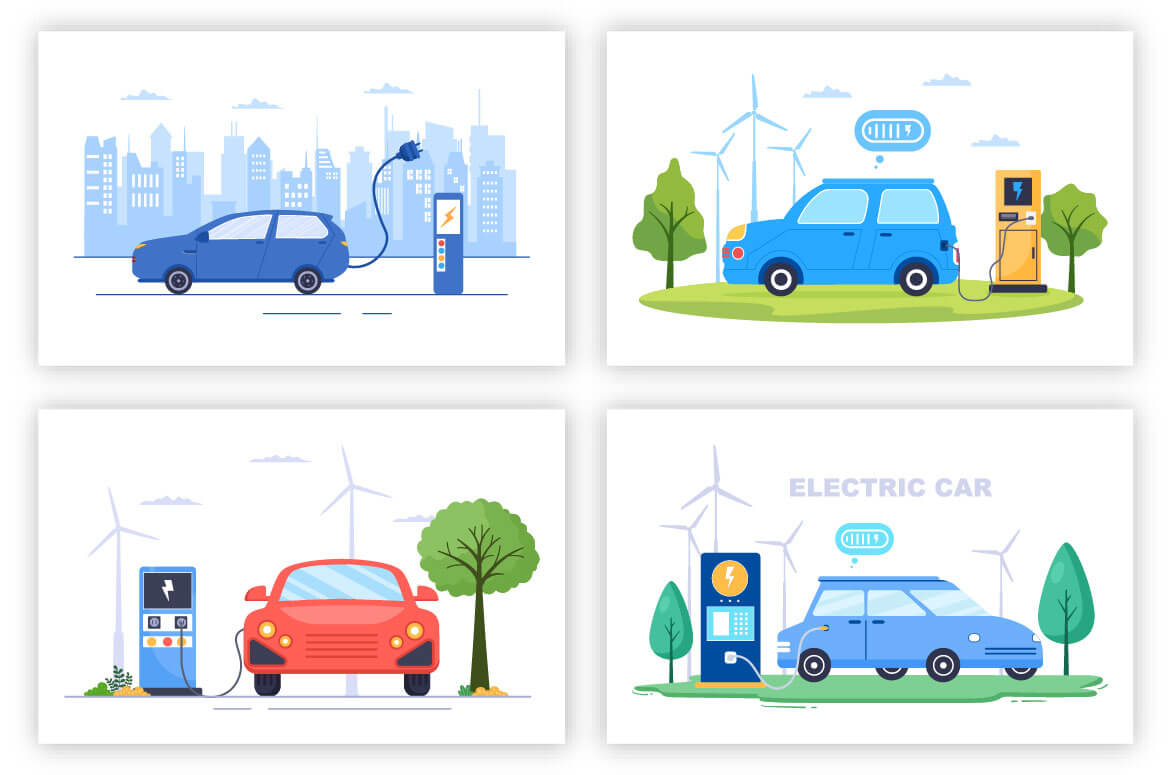 Four options of electric cars.