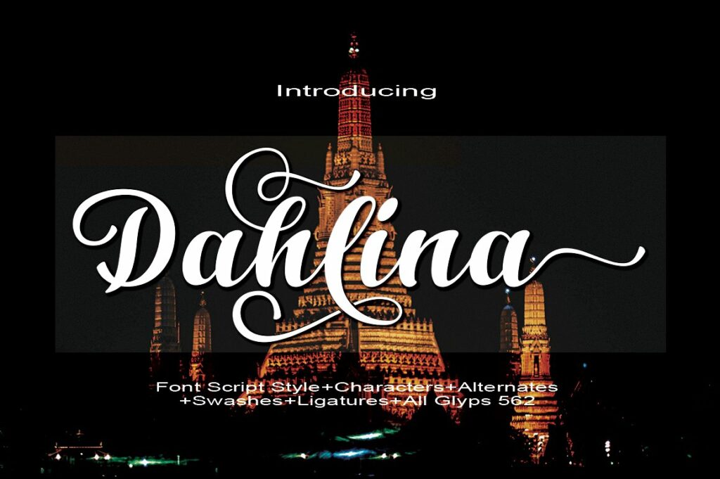Dahlina a fonts of Dahlina stylish calligraphy that have a varied base line, fine lines, classic and elegant touches. 