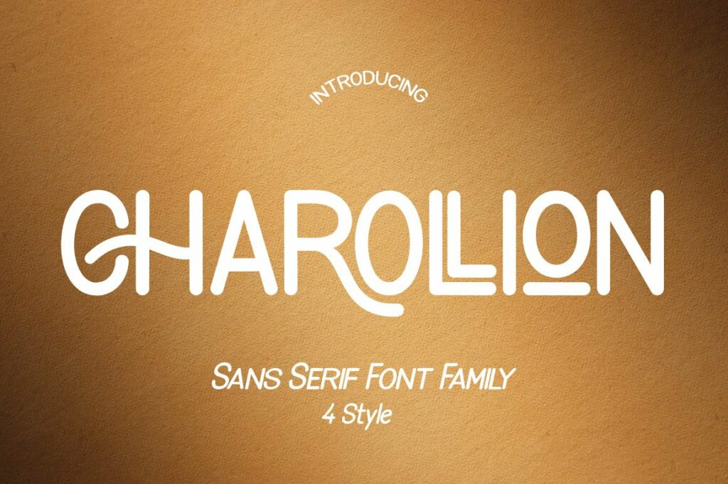 CHAROLLION is a Sans Serif Standard Font typeface with a sturdy structure, complements Swash + Alternates.