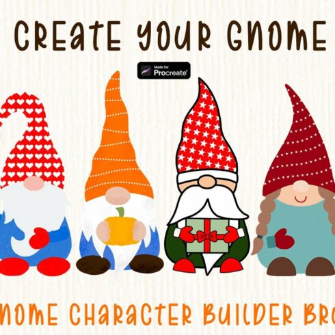 Gnome Creator Brushes for Procreate cover preview image.