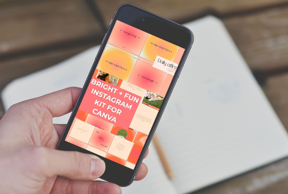Bright + Fun Instagram Kit For Canva On The Mobile.