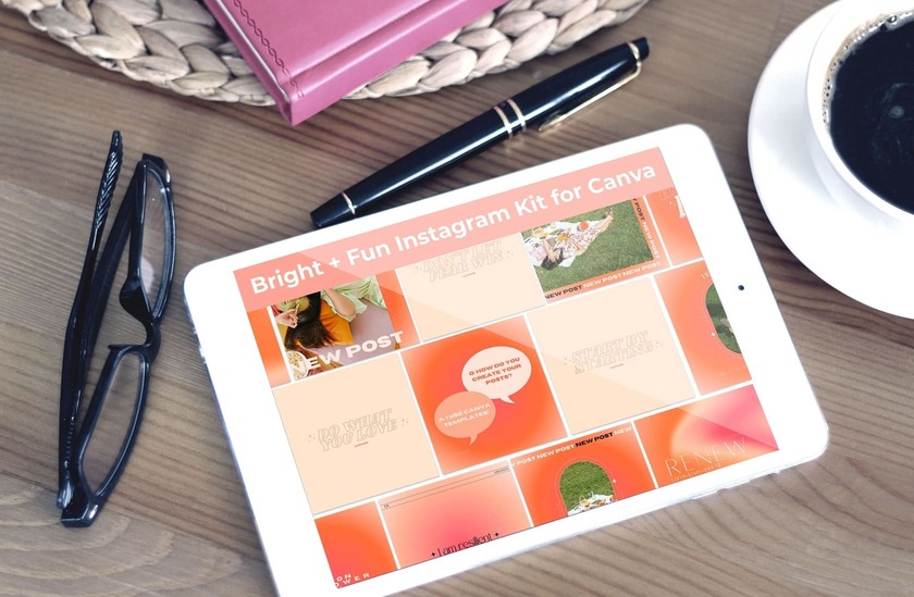 Bright + Fun Instagram Kit For Canva Preview On The Note.