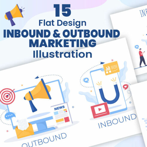 15 Inbound and Outbound Marketing Illustrations cover image.