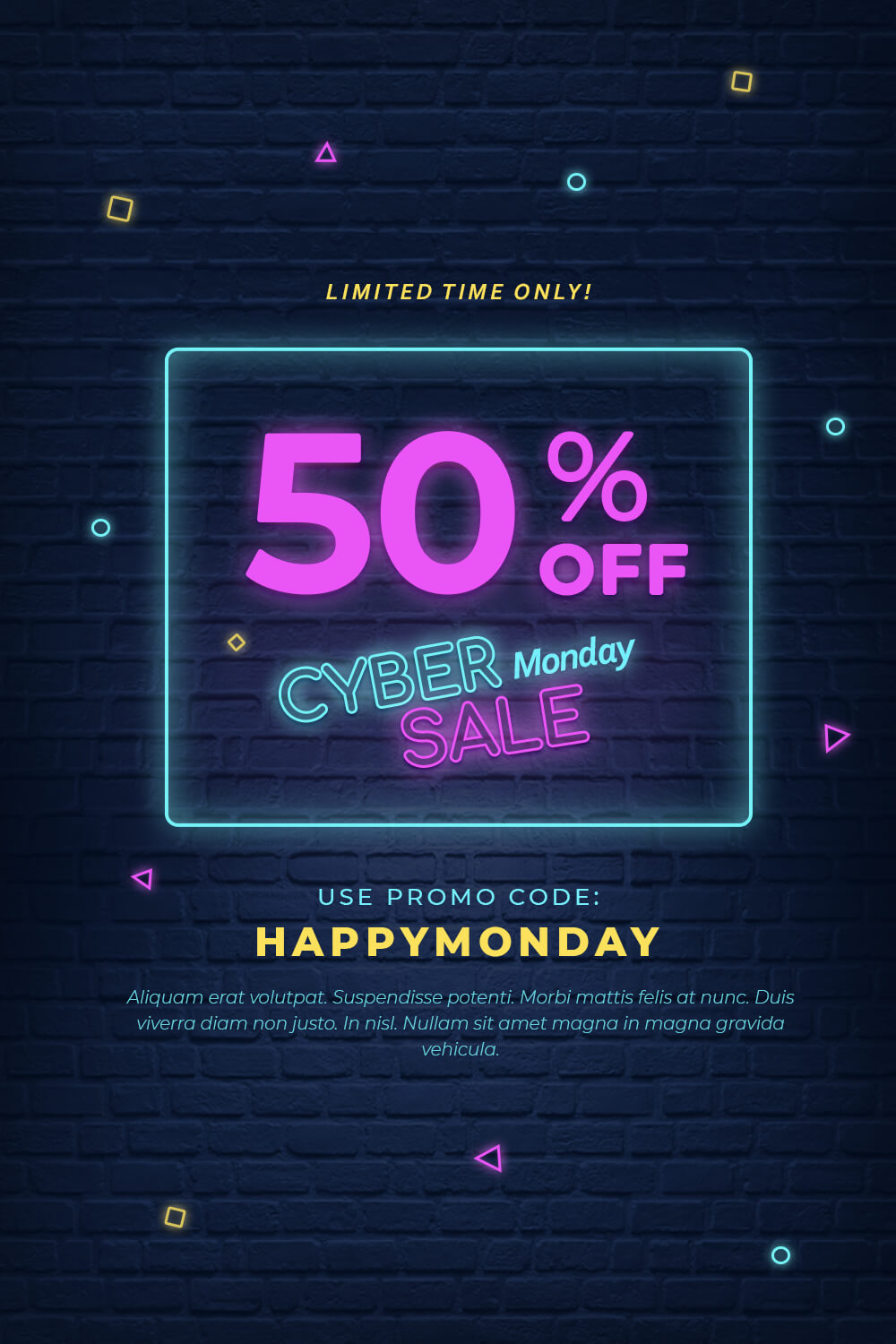 Free Cyber Monday Sale 50% OFF Banners pinterest image.