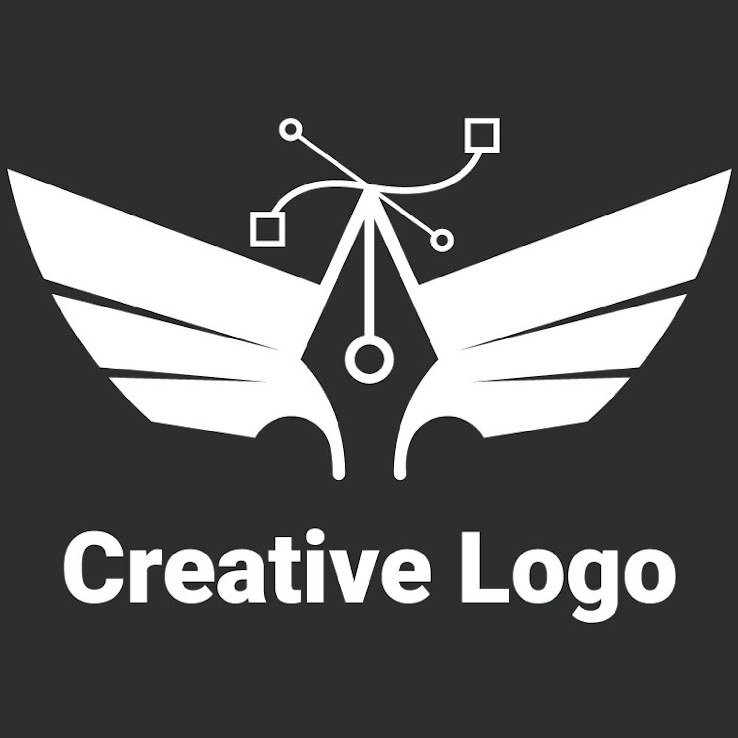 Designer Pen Tool with Wing Vector Logo preview image.