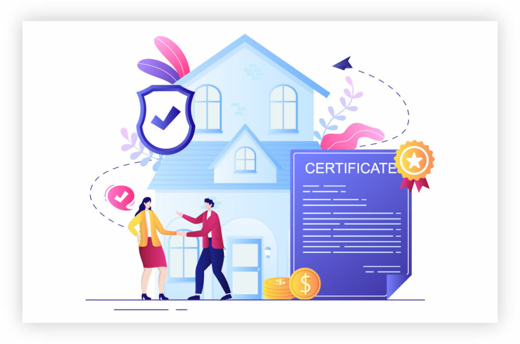 Property Certificate Illustration Blue.