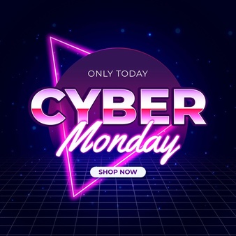 Retro Futuristic Cyber Monday Free Vector cover image.