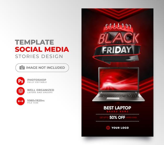 Free Marketing Campaign Black Friday 3d Render Template cover image.