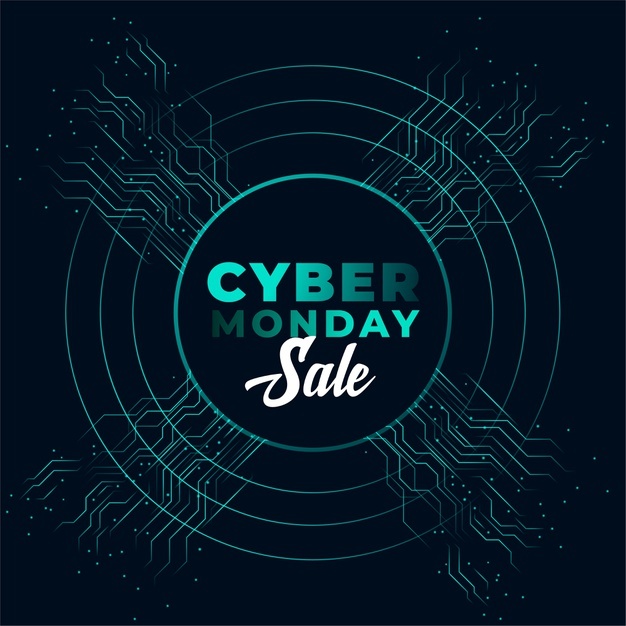 Stylish Cyber Monday Sale Technology Free Vector cover image.