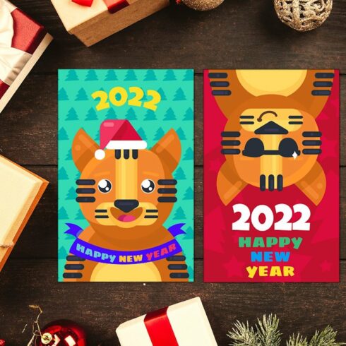 Tiger Happy New Year Greeting Cards cover image.