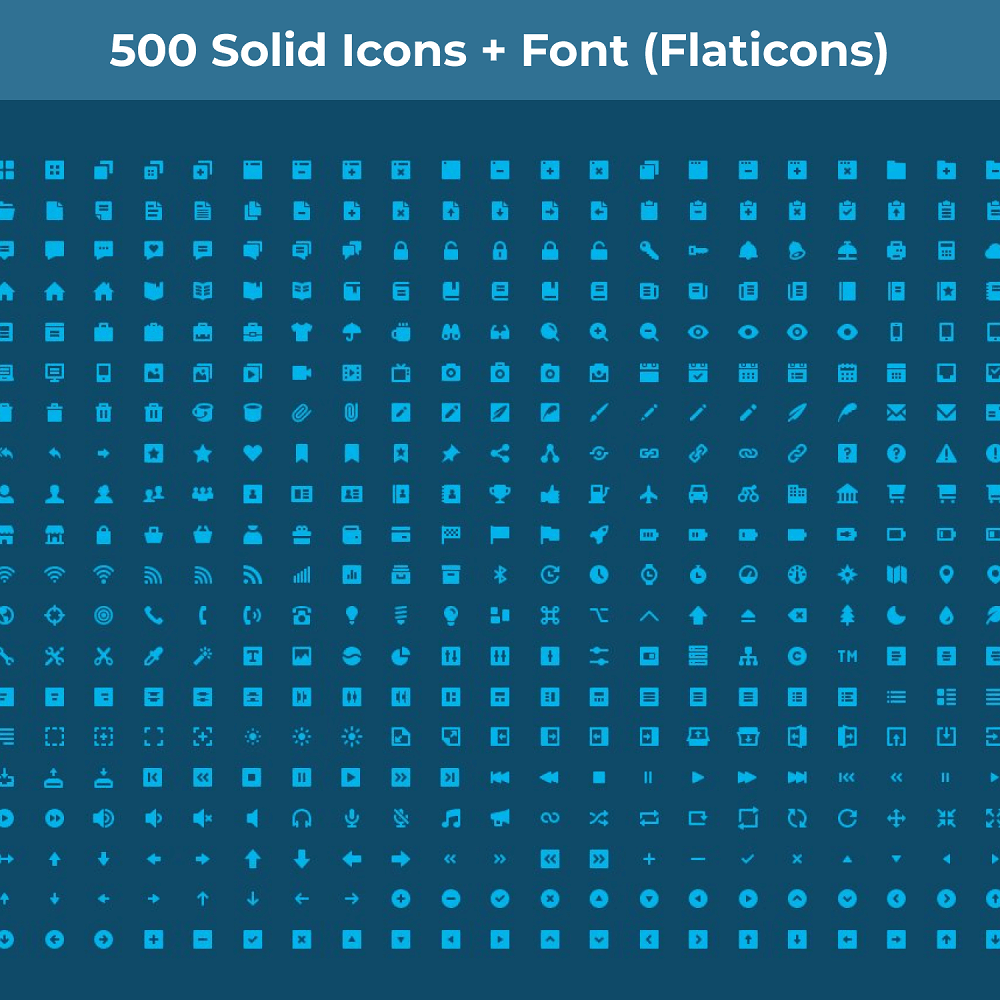500 Solid Icons + Font (Flaticons)
