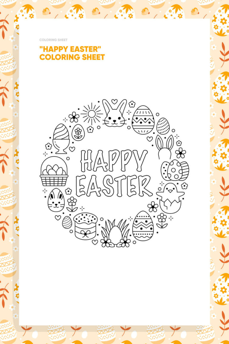 "Happy Easter" Coloring Sheet – MasterBundles