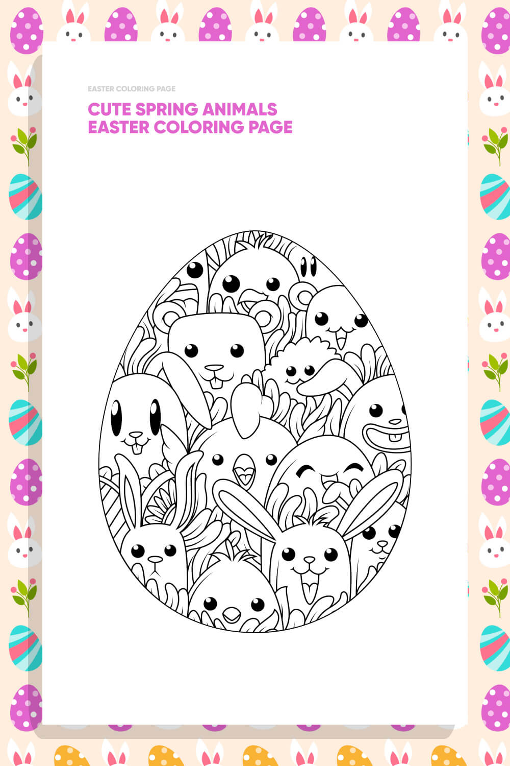 Cute Spring Animals Easter Coloring Page pinterest.