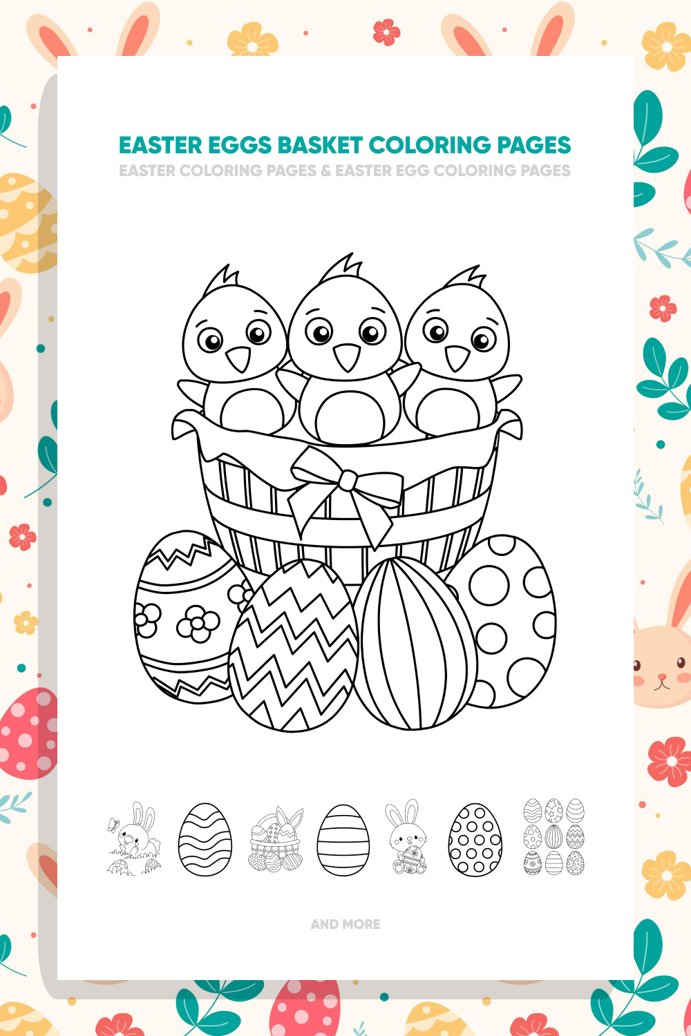 Easter Eggs Basket Coloring Pages pinterest image.