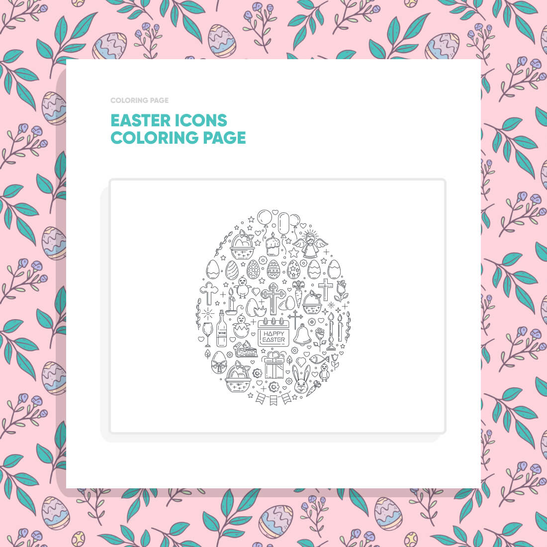 Easter Icons Coloring Page cover image.