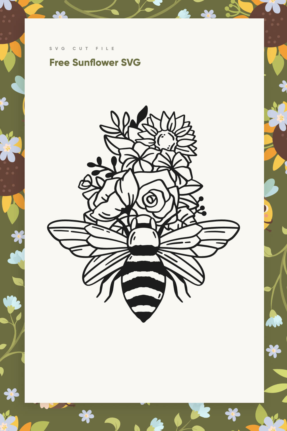 Free Floral Bee SVG pinterest.