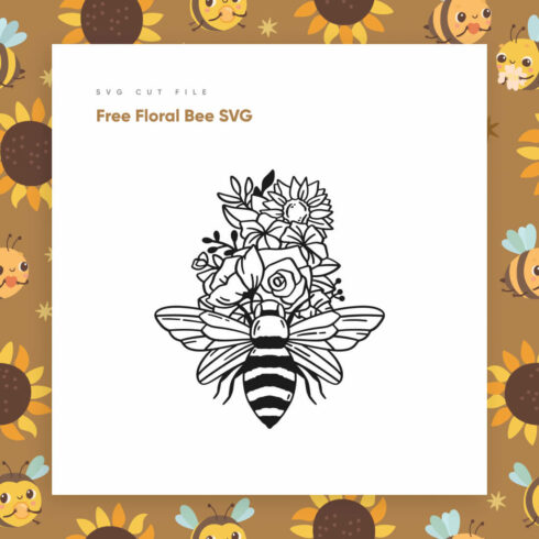 Free Floral Bee SVG cover.
