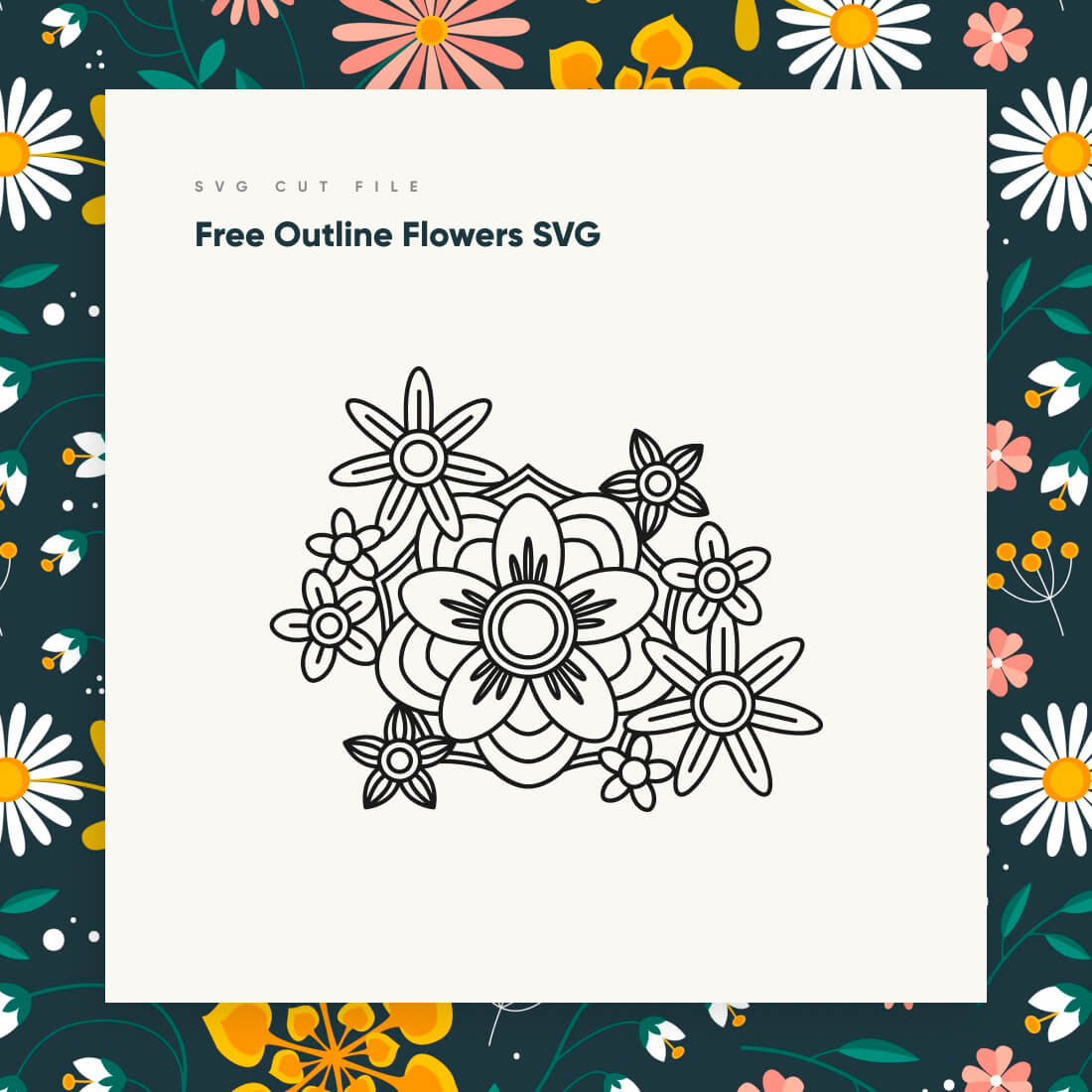 Free Outline Flowers SVG cover image.
