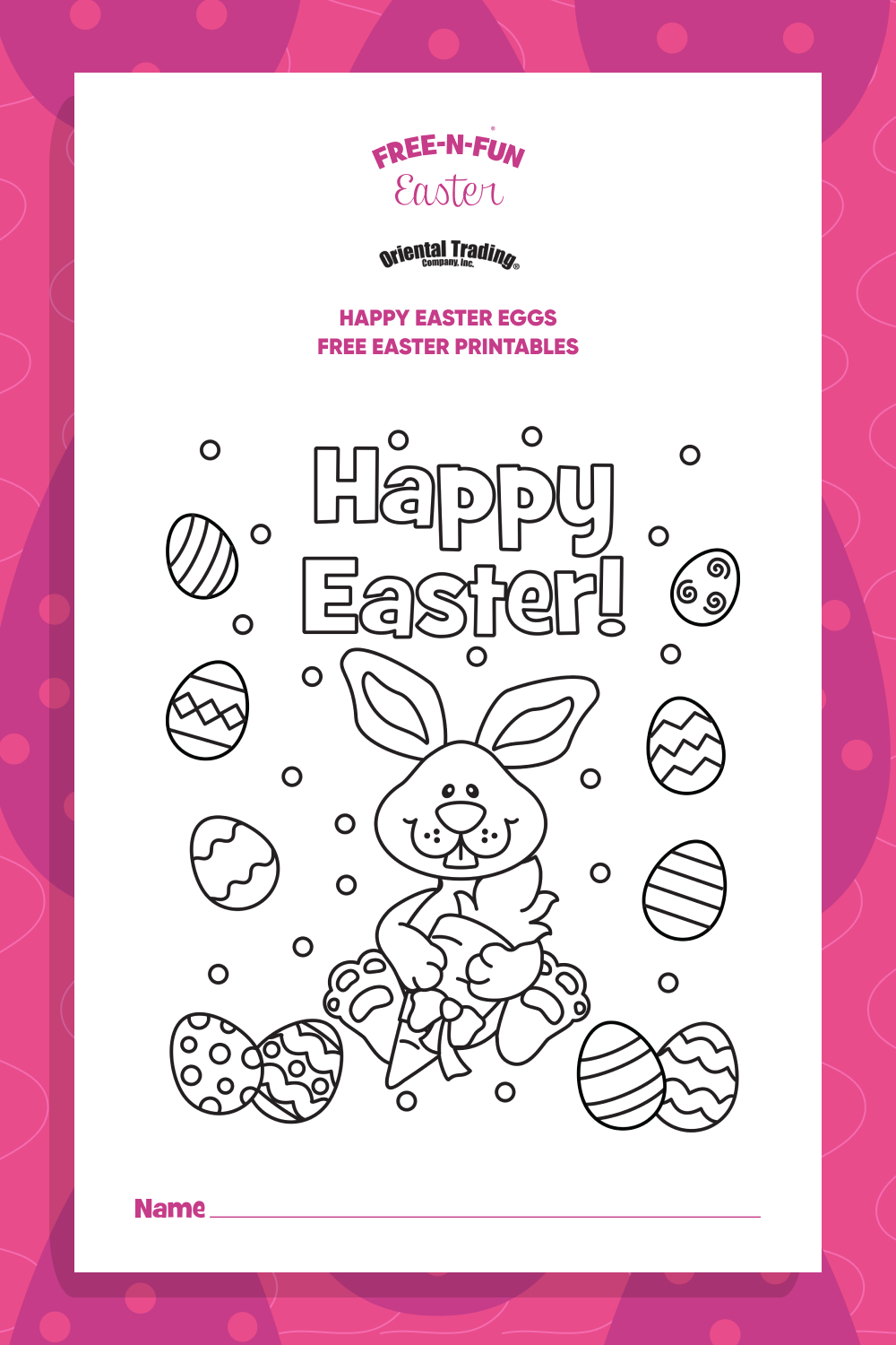 Happy Easter Eggs free easter printables pinterest image.