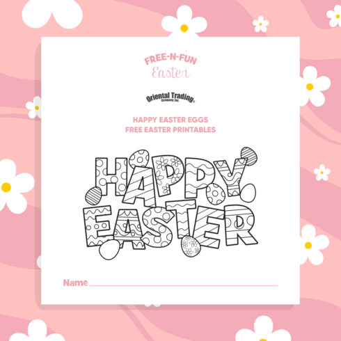 Happy Easter Eggs free easter printables cover image.