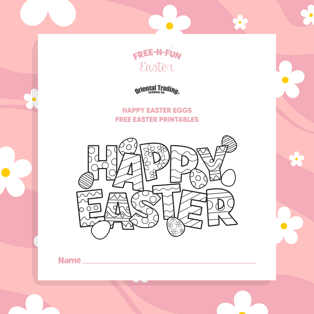 Happy Easter Eggs free easter printables cover image.