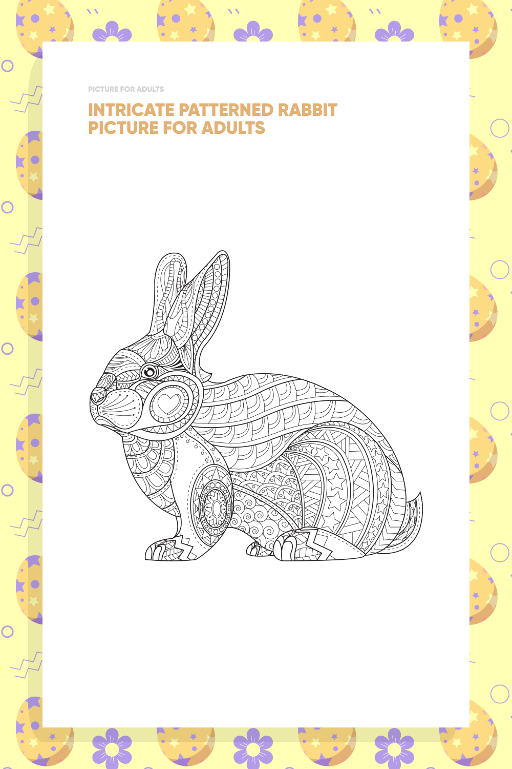 Intricate Patterned Rabbit Picture for Adults pinterest.