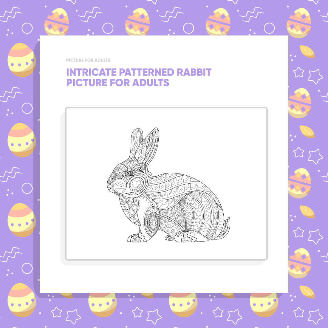 Intricate Patterned Rabbit Picture for Adults preview.