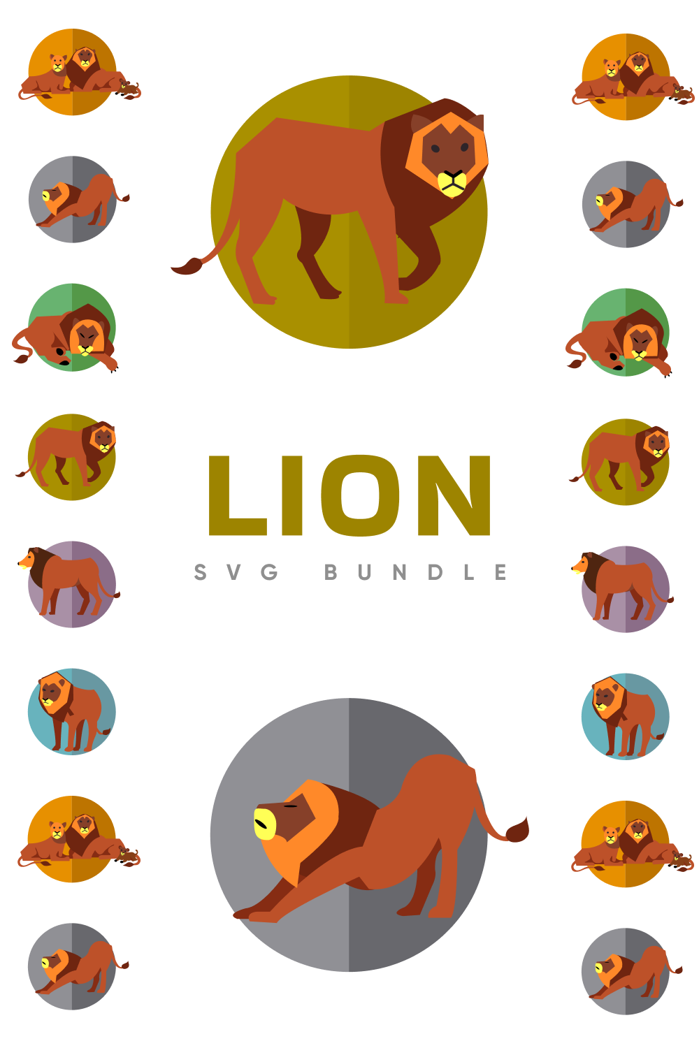 The lion svg bundle is shown in a circle.