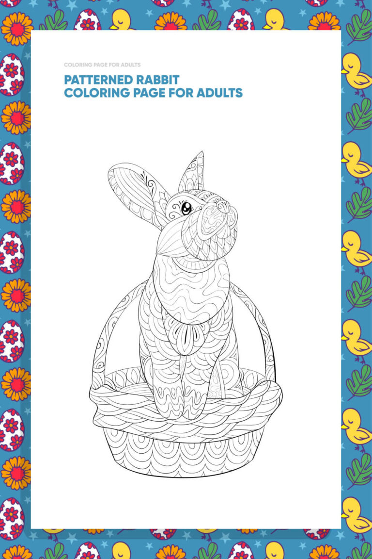 Patterned Rabbit Coloring Page for Adults – MasterBundles