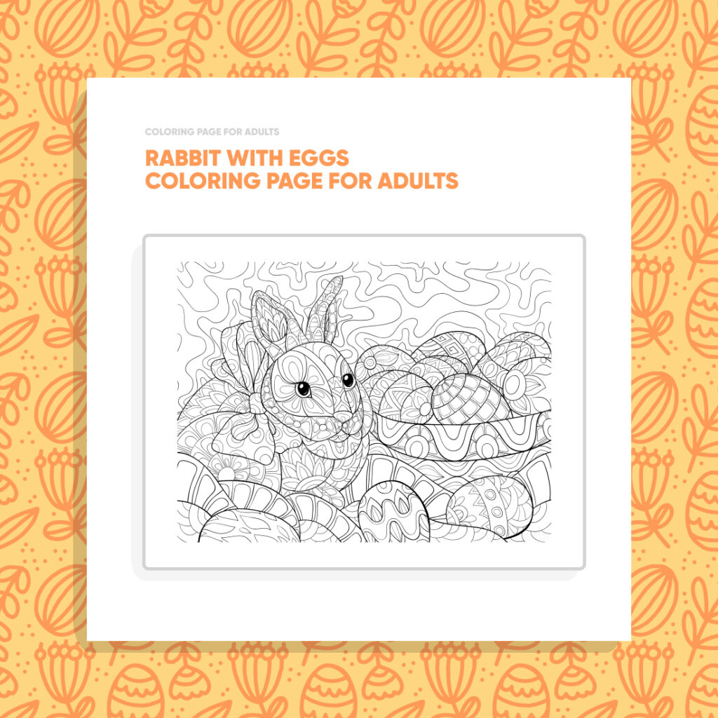 Rabbit with Eggs Coloring Page for Adults – MasterBundles