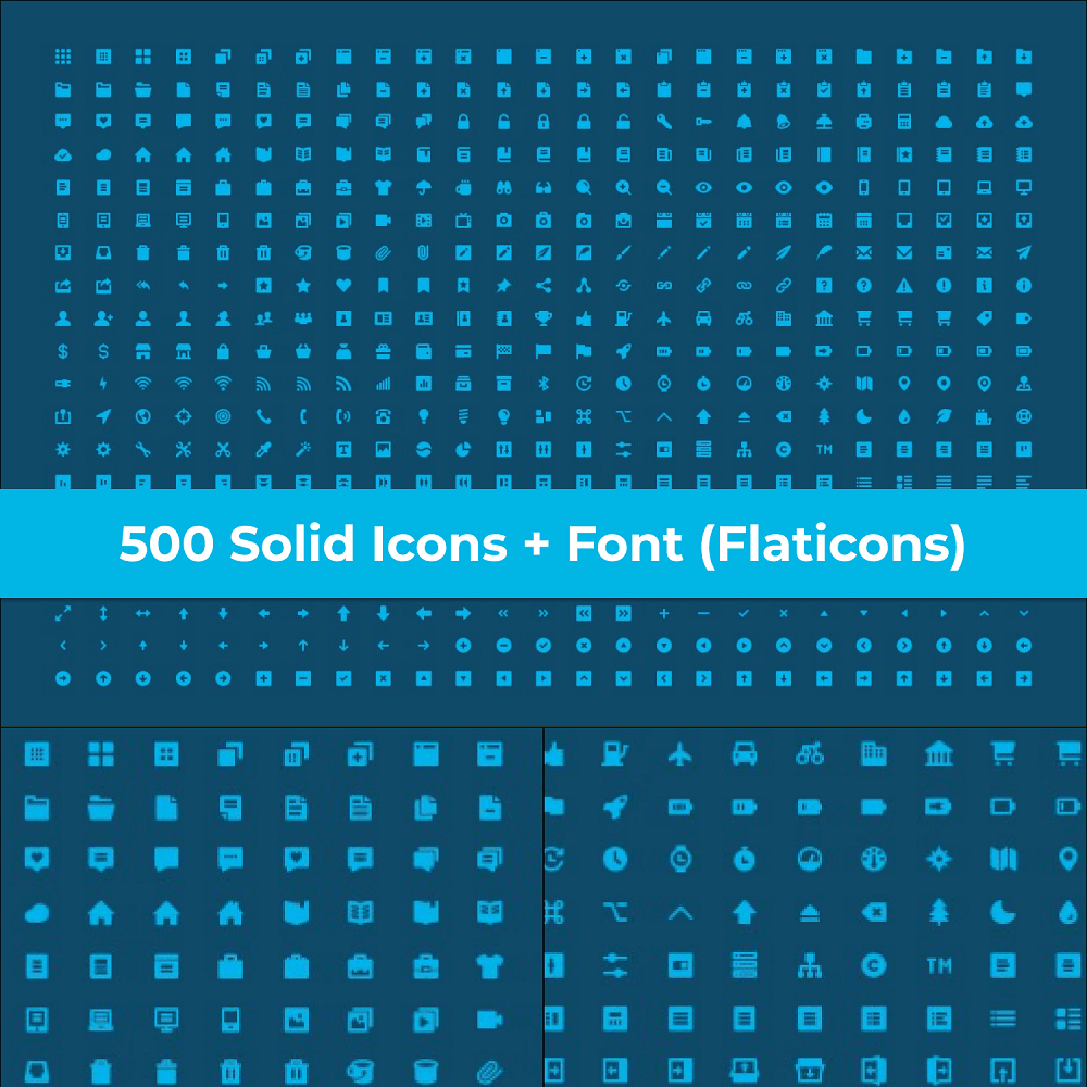 Pinterest image 500 Solid Icons + Font (Flaticons)