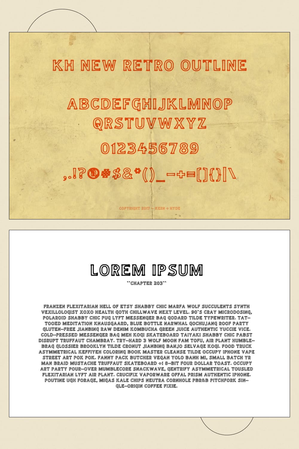 KH New Retro Outline Preview And Lorem Ipsum Text.