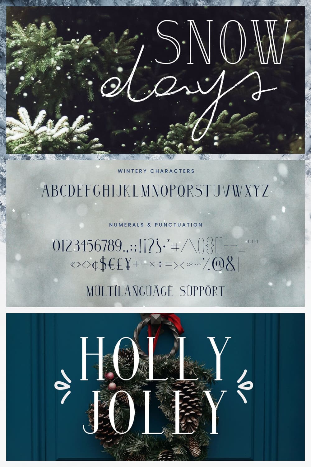 Wintery Preview With Symbols - A Serif Font Family By ChristineTeixeira "Snow Days".