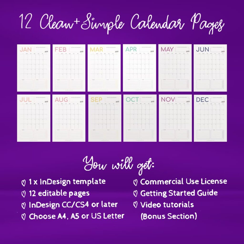 20222024 Calendar InDesign Template MasterBundles