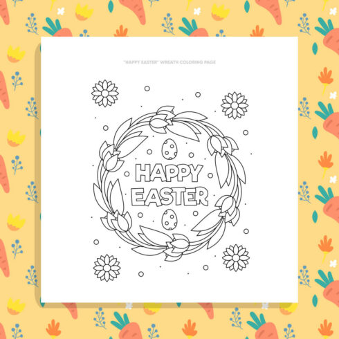 "Happy Easter" Wreath Coloring Page cover image.