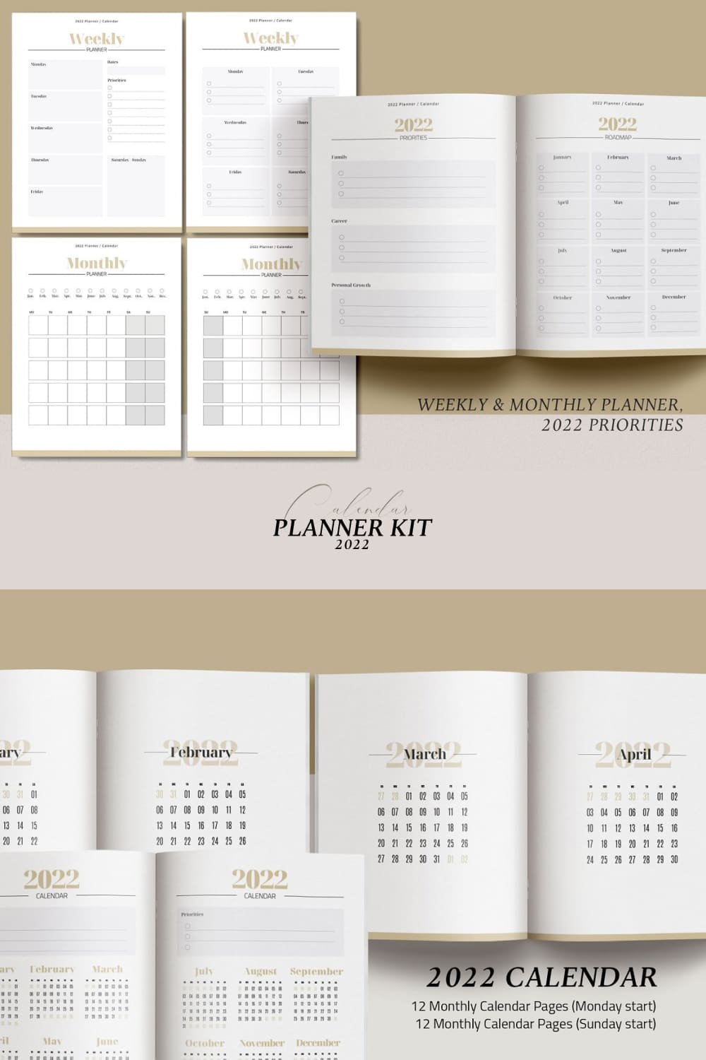canva planner 2022 calendar kit pinterest images.